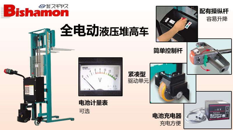 日本Bishamon電動(dòng)液壓堆高車